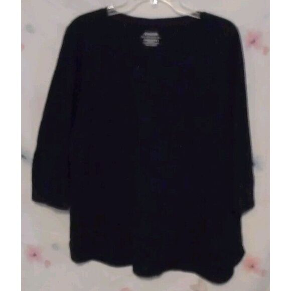 Chico's Ultimate Tee Size L  Black 3/4 Sleeve Pocket  Cotton‎ Blend Top Pocket - Picture 1 of 3
